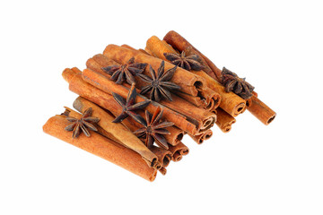 Cinnamon sticks and star anise spice