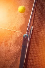 Zelfklevend Fotobehang tennis ball over the net © Myst