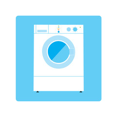 White washing machine. Isolated on blue background. Vector illustration