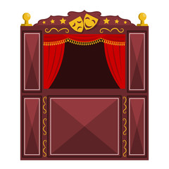 Children's a puppet theater on a white background. Vector illust