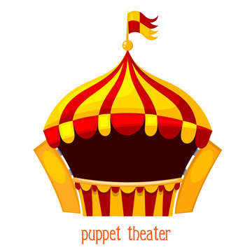 Bright a puppet theater on a white background. Vector illustrati