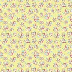 Seamless pattern with decorative sunflowers. Vector clip art.