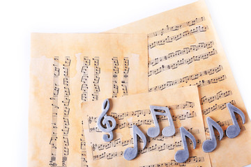 Music notes on table