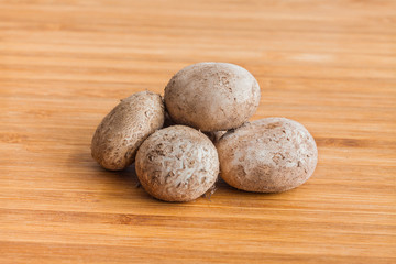 puffball mushroom on wooden table