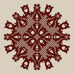 The template mandala pattern for decorative rosette. A picture suitable for printing, engraving, laser cutting paper, wood, metal, stencil manufacturing. Vector