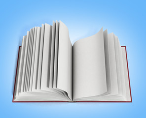 open book 3d render on gradient background