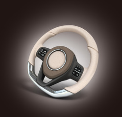 Steering automobile wheel 3d render  isolated on the gradient ba