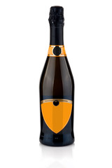 bottle of champange on the white background