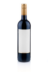 bottle of red wine on the white background