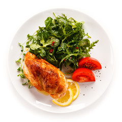 Roast chicken fillet and vegetables 