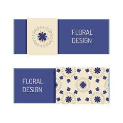 Horizontal banner templates with floral ornament. Vintage style.