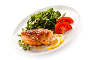 Roast chicken fillet and vegetables 