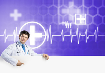 Doctor with banner