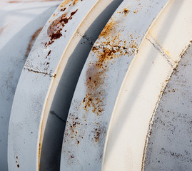 Close up of the coupling of the metal pipeline