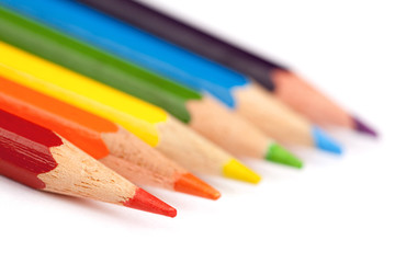 Colour pencils isolated on white background