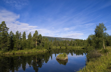 Fototapeta na wymiar The Ljusnan river near the Swedish village Ljusnedal 
