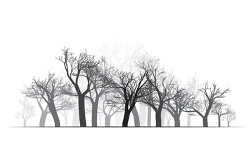 Fototapeta na wymiar Wide Forest Background - vector illustration. Black on white