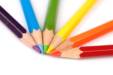 Colour pencils isolated on white background