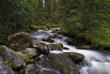 Tefafallet waterfall near the Swedish village Ljusnedal
