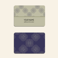 Ornate horizontal vintage business cards. Template for invitations or announcements.