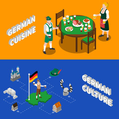 German Culture For Tourists Isometric Banners 