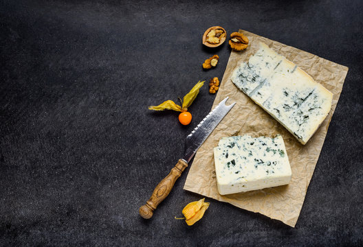 Blue Cheese Gorgonzola on Copy Space
