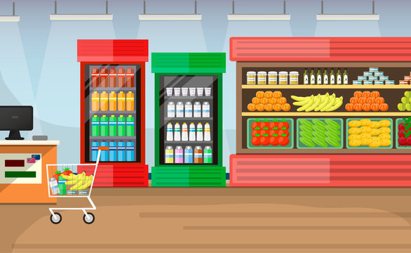 Supermarket Interior Vector Background
