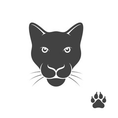 Naklejka premium Panther with paw print