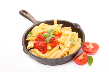 pasta with tomato sauce and basil