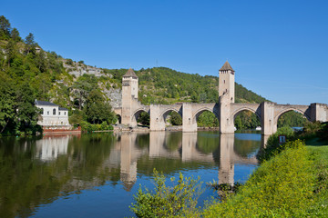 The Valentre bridge in Cahors town, France