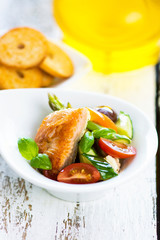 Crispy baked salmon with delicious vegetable