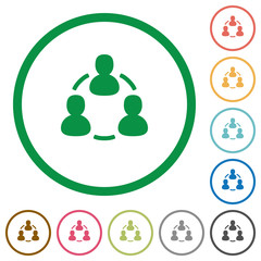 Connected users outlined flat icons