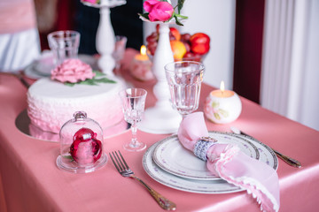 wedding decor in pink with peonies