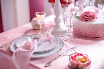 Obraz na płótnie Canvas wedding decor in pink with peonies