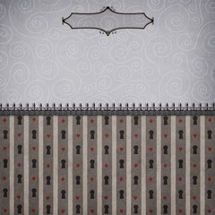 Background illustration for  fantasy or  card with  striped and keyholes and sign
