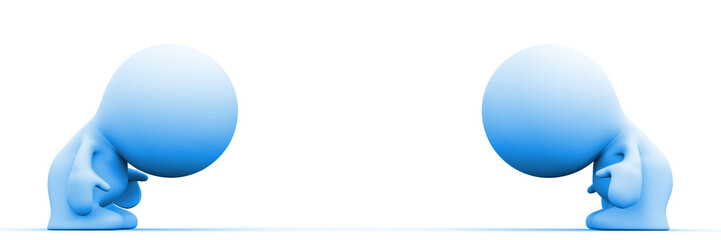 two blue characters bowing to each other 