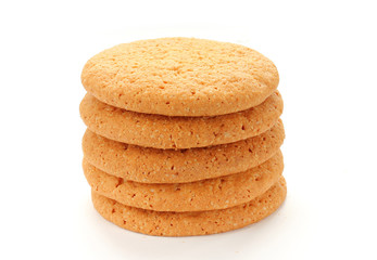 Corn cookies stack on white background