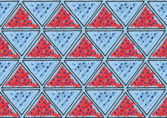 Inked triangles with red and blue