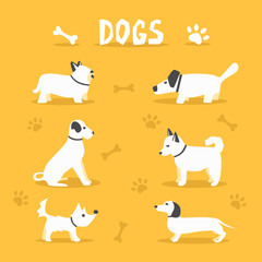 Naklejka na ściany i meble Set of dogs. Cartoon vector illustration. Vet clinic