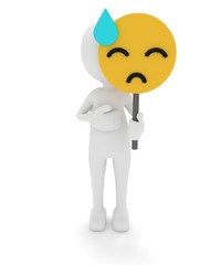 Männchen mit Emoticon müde