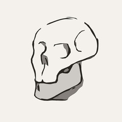 Hand Drawn cartoon Skull. Vector Illustration eps10