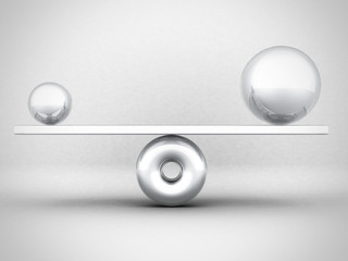 Balance Concept Big And Small Metallic Spheres