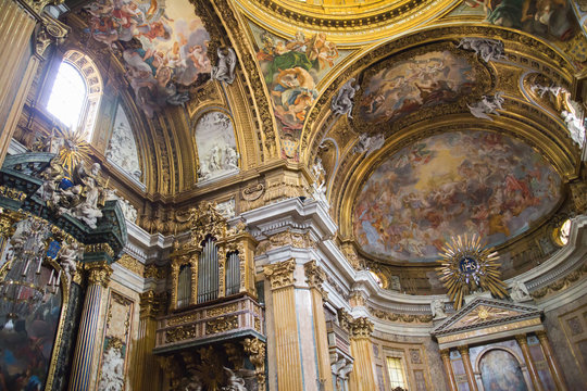 ROME, ITALY - APRIL 8, 2016: Interior of the San Marcello al Corso church, 18th century