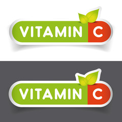 Vitamin C label sign vector set