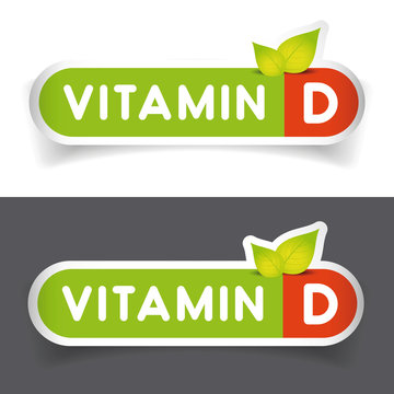 Vitamin D label sign vector set