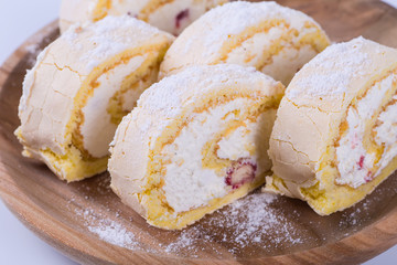 Fresh dessert with strawberry glaze