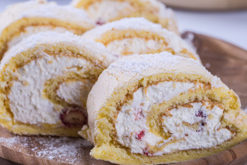 Fresh dessert with strawberry glaze