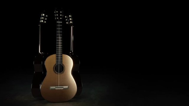 Acoustic guitar is isolated. 3D Rendering