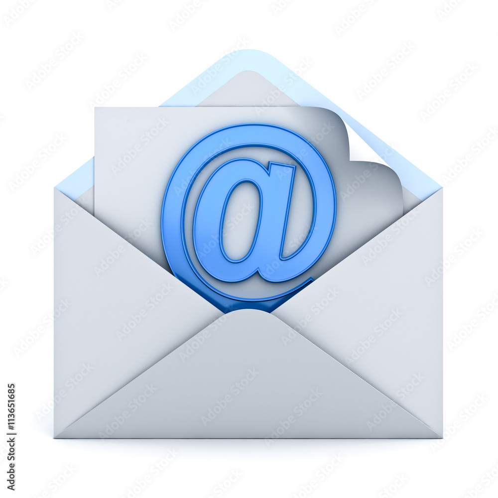 Poster E mail concept isolated over white background 3D rendering