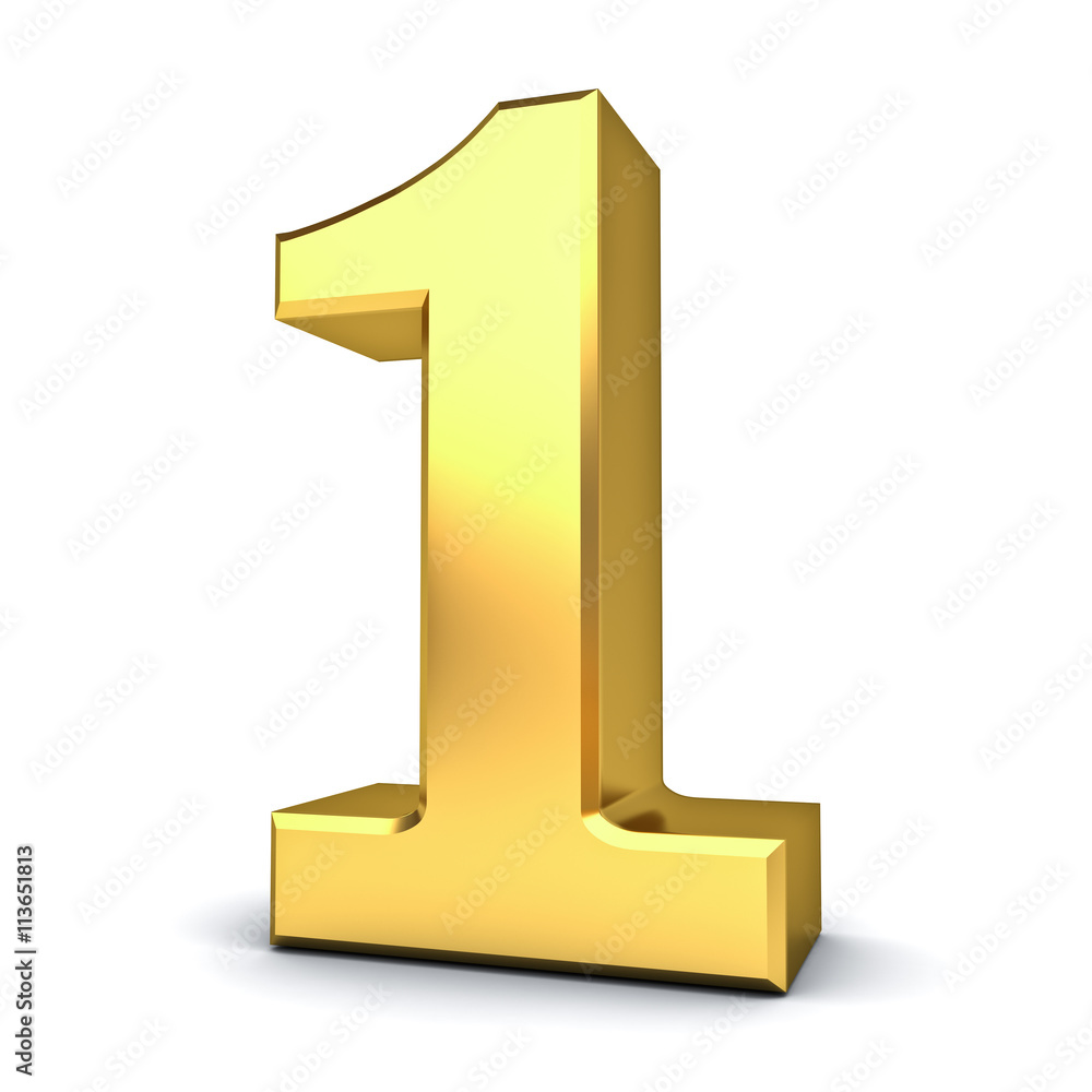 Aufkleber 3D gold number one isolated over white background 3D rendering
